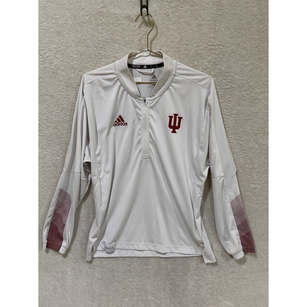 Indiana Hoosiers Mens Medium White 1/4 Zip Long Sleeve Adidas NCAA Football